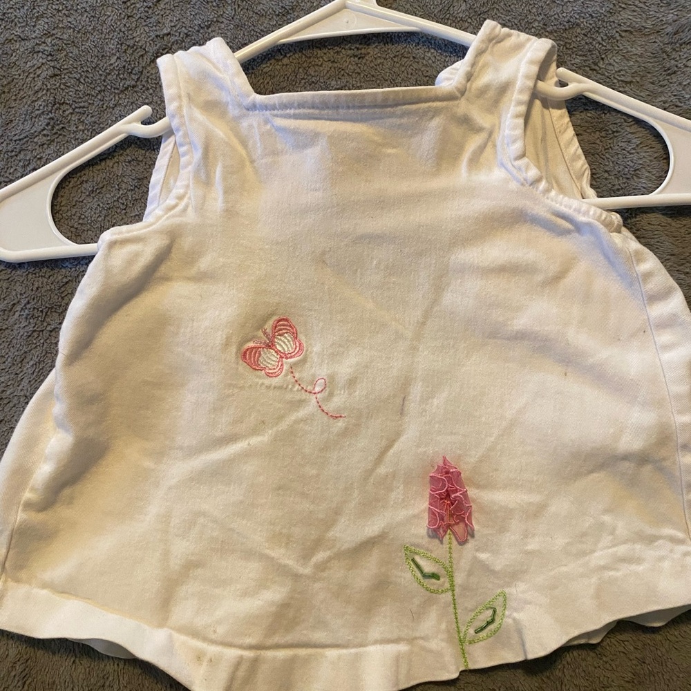 White Sleeveless Kids Top with Embroidered Design